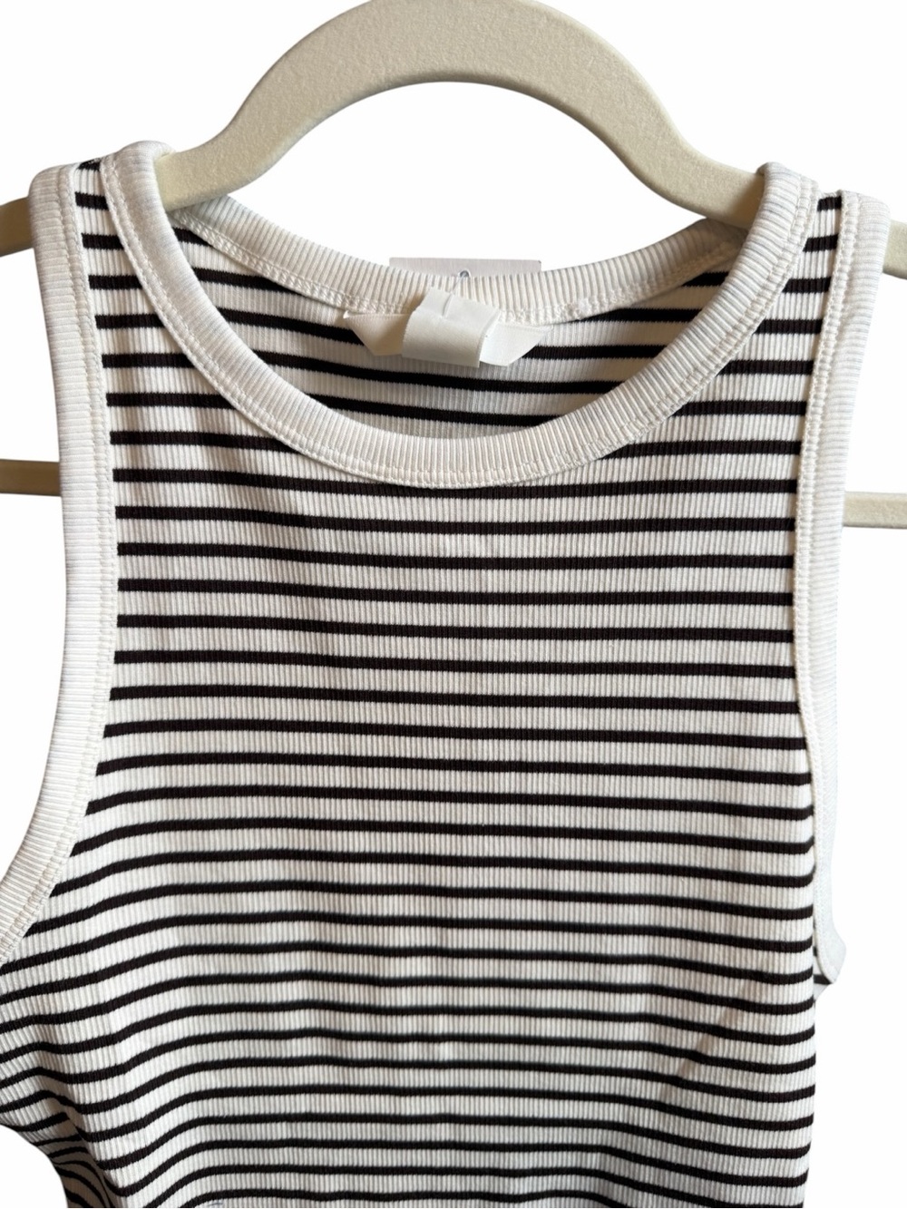 H&M Brown and White Striped Ribbed Tank
